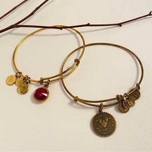 Alex And Ani July Ruby Birthstone & Cancer Zodiac Sign Gold-Tone Charm Bangles